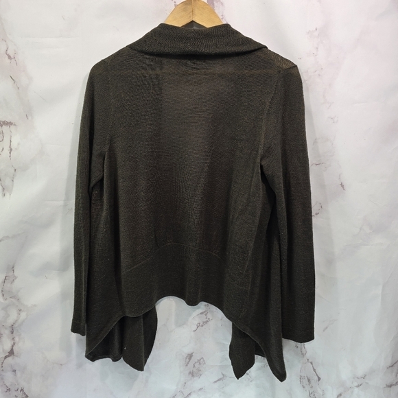 Eddie Bauer Cardigan Womens Large Brown Merino Wool Lightweight Sweater Topper - Picture 5 of 10